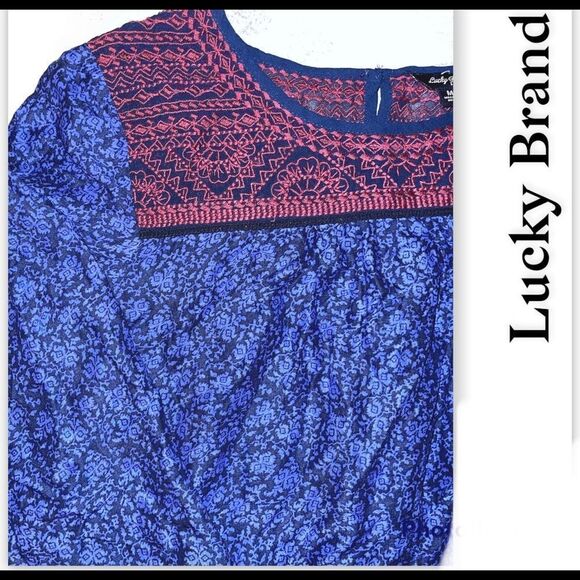 LUCKY BRAND - purple paisley blouse with wide sleeves and keyhole back - Picture 3 of 6